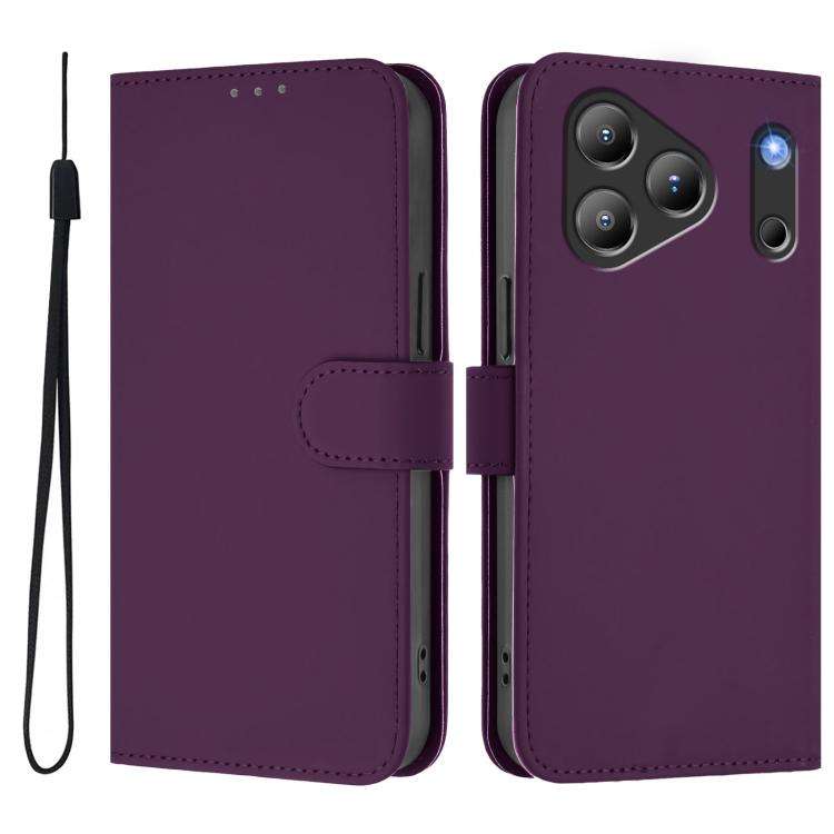 For Blackview Wave 7C Skin Feel Solid Color Leather Phone Case with Lanyard(Violet)