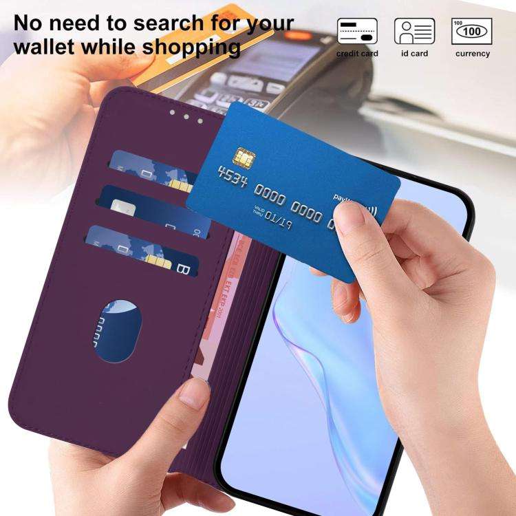 For Blackview Wave 7C Skin Feel Solid Color Leather Phone Case with Lanyard(Violet)