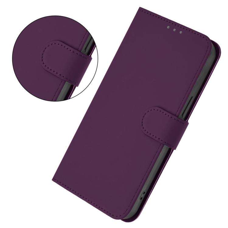 For Blackview Wave 7C Skin Feel Solid Color Leather Phone Case with Lanyard(Violet)