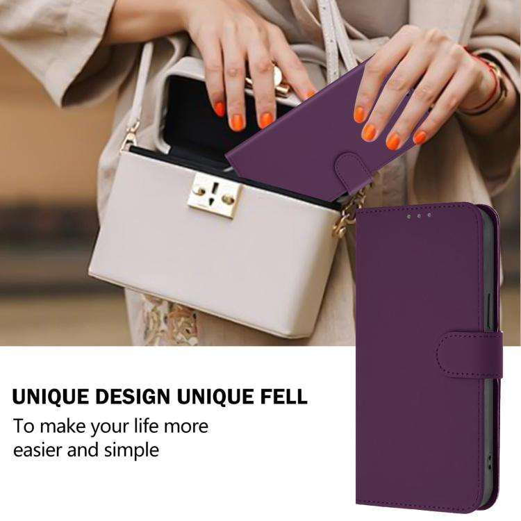 For Blackview Wave 7C Skin Feel Solid Color Leather Phone Case with Lanyard(Violet)