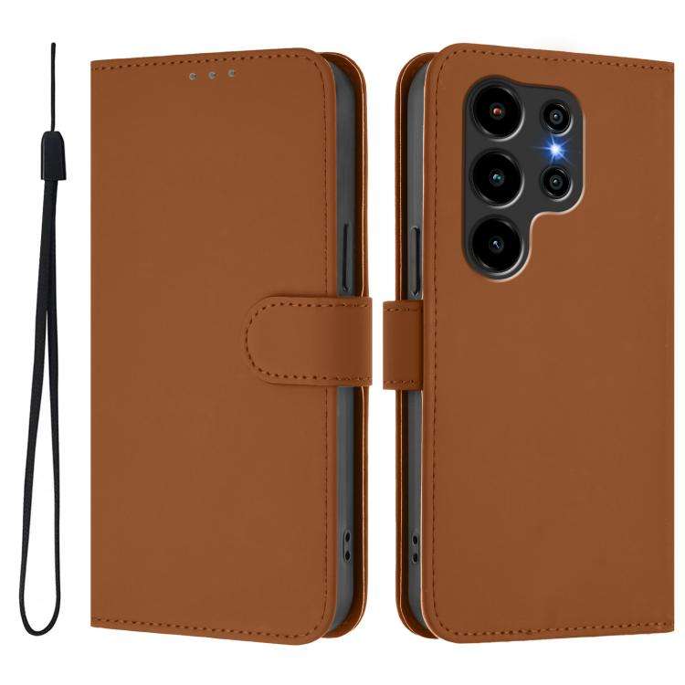 For Blackview Wave 10 Skin Feel Solid Color Leather Phone Case with Lanyard(Brown)
