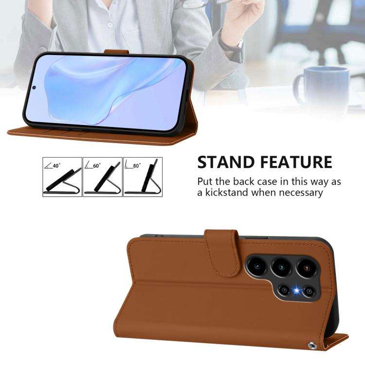 For Blackview Wave 10 Skin Feel Solid Color Leather Phone Case with Lanyard(Brown)