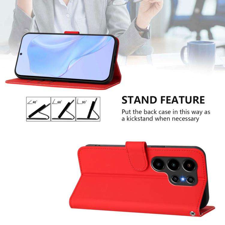 For Blackview Wave 10 Skin Feel Solid Color Leather Phone Case with Lanyard(Red)