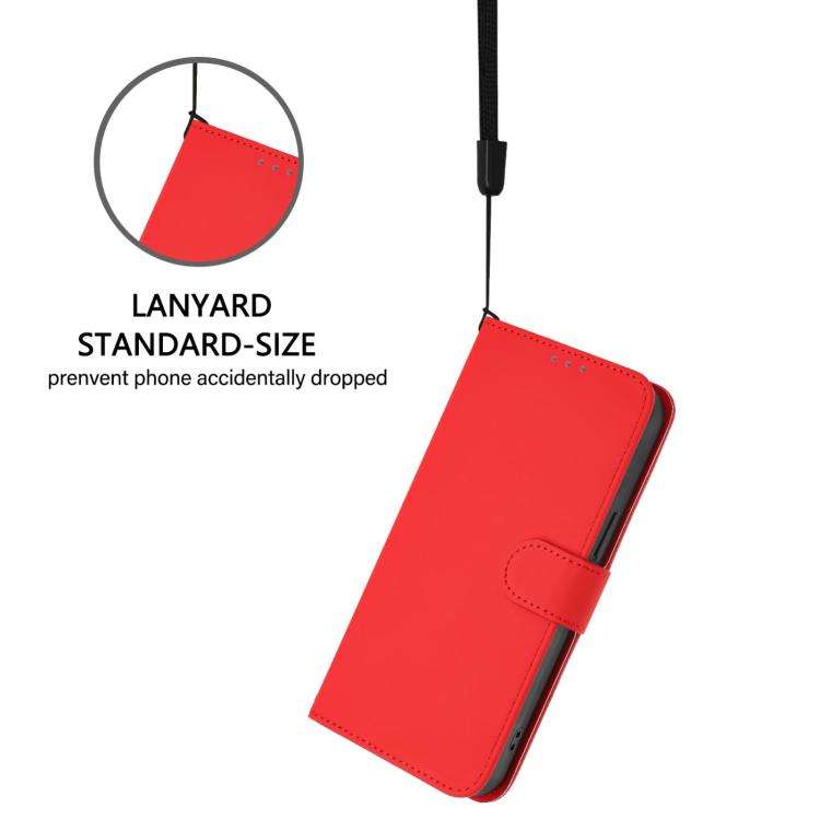 For Blackview Wave 10 Skin Feel Solid Color Leather Phone Case with Lanyard(Red)