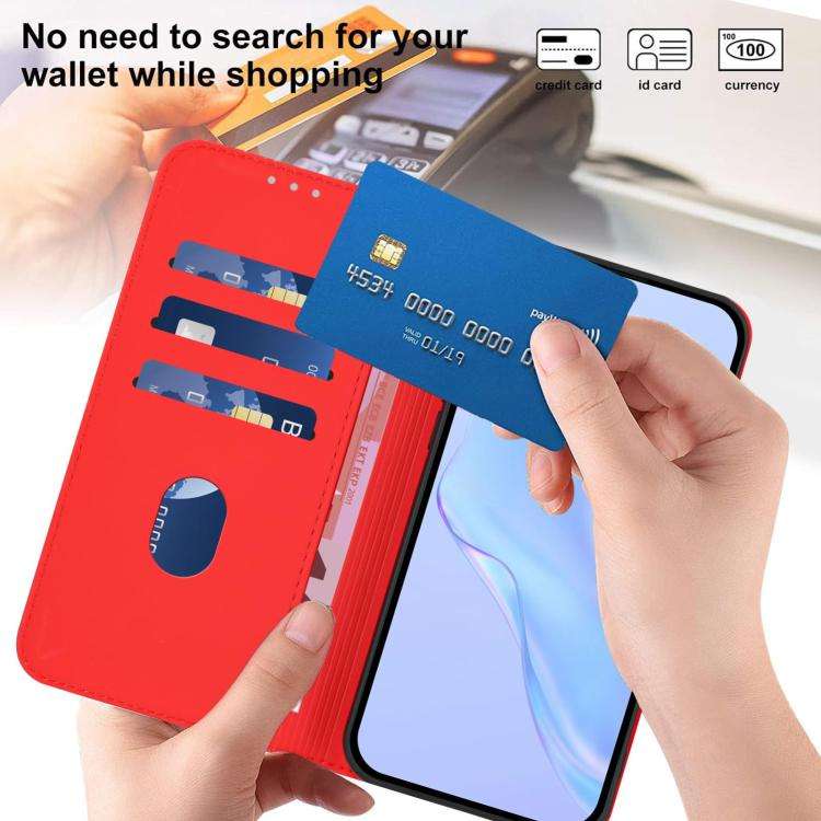 For Blackview Wave 10 Skin Feel Solid Color Leather Phone Case with Lanyard(Red)