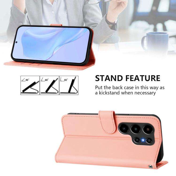 For Blackview Wave 10 Skin Feel Solid Color Leather Phone Case with Lanyard(Pink)