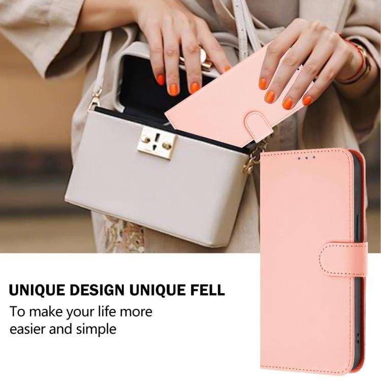 For Blackview Wave 10 Skin Feel Solid Color Leather Phone Case with Lanyard(Pink)