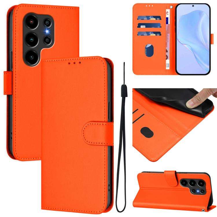 For Blackview Wave 10 Skin Feel Solid Color Leather Phone Case with Lanyard(Orange)