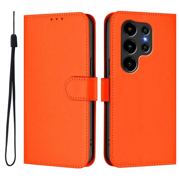 For Blackview Wave 10 Skin Feel Solid Color Leather Phone Case with Lanyard(Orange)