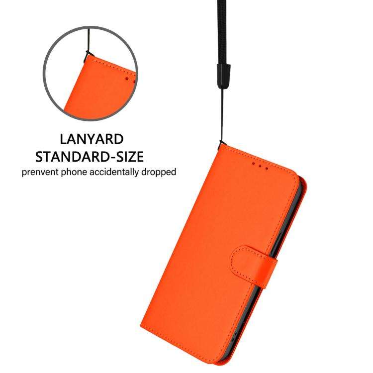 For Blackview Wave 10 Skin Feel Solid Color Leather Phone Case with Lanyard(Orange)