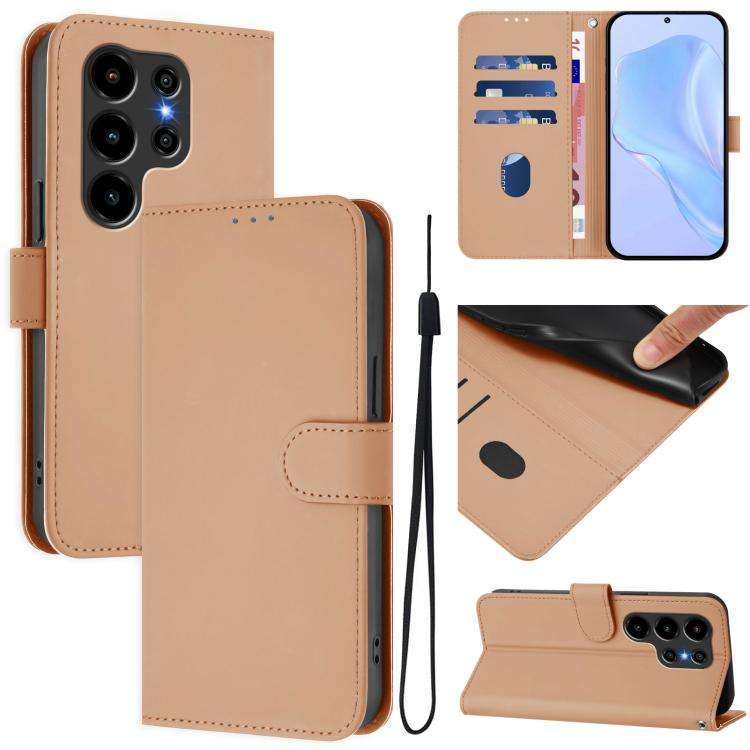 For Blackview Wave 10 Skin Feel Solid Color Leather Phone Case with Lanyard(Nude)