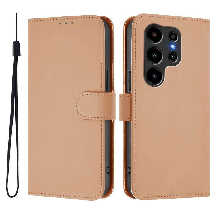 For Blackview Wave 10 Skin Feel Solid Color Leather Phone Case with Lanyard(Nude)