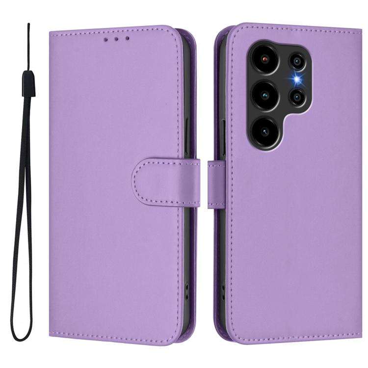 For Blackview Wave 10 Skin Feel Solid Color Leather Phone Case with Lanyard(Lavender Purple)