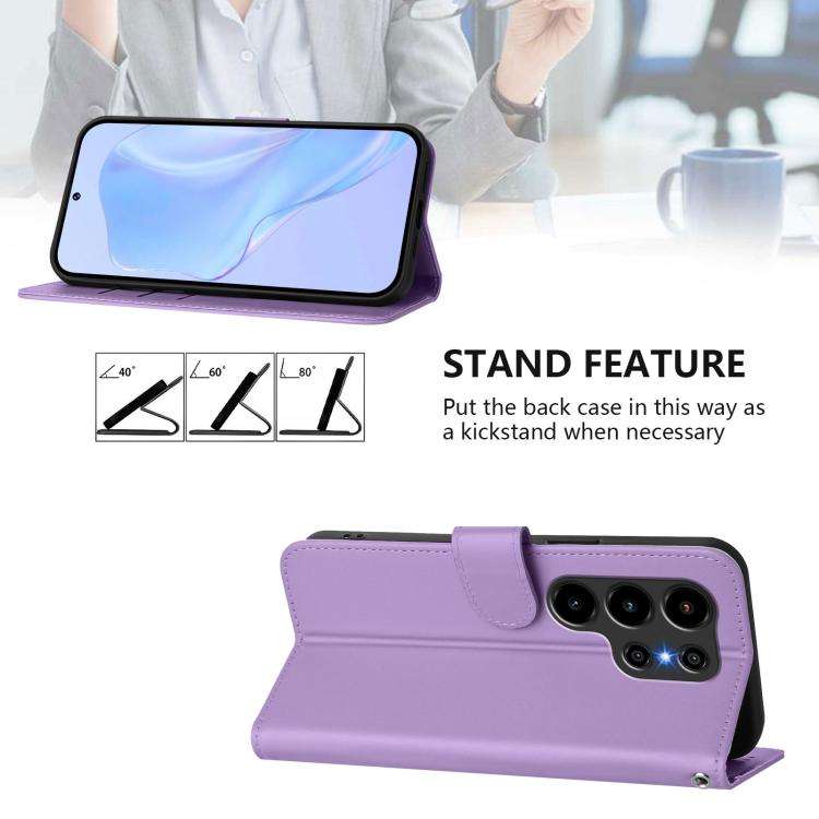 For Blackview Wave 10 Skin Feel Solid Color Leather Phone Case with Lanyard(Lavender Purple)