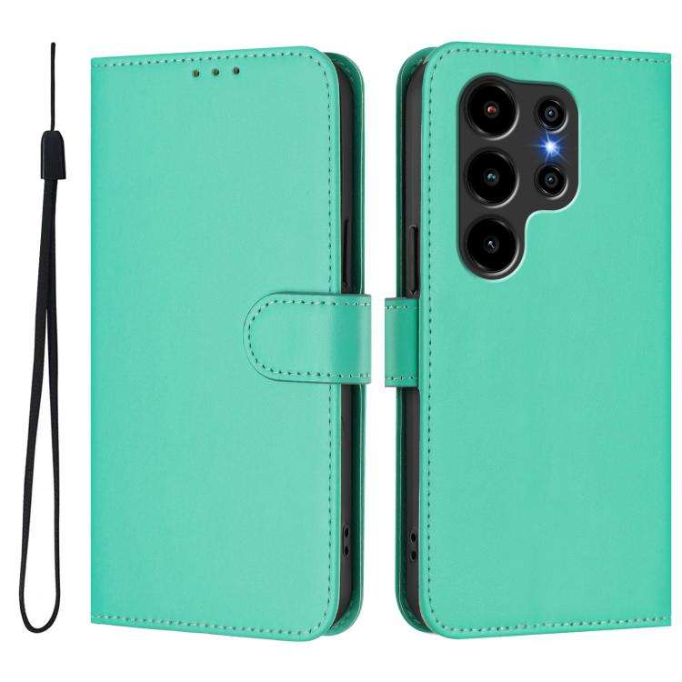 For Blackview Wave 10 Skin Feel Solid Color Leather Phone Case with Lanyard(Green)