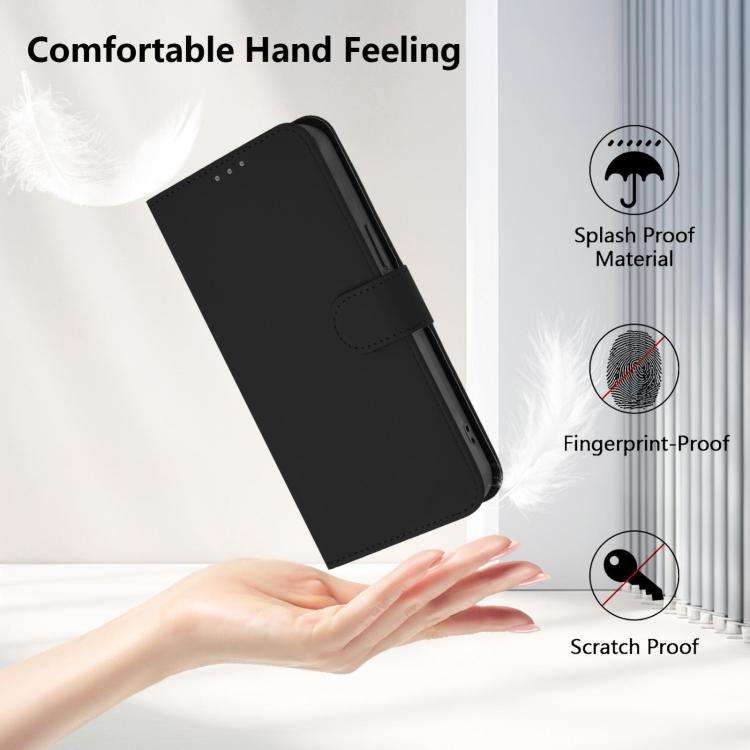 For Blackview Wave 10 Skin Feel Solid Color Leather Phone Case with Lanyard(Black)