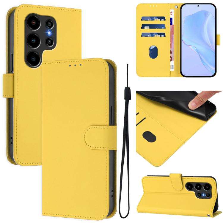 For Blackview Wave 10 Skin Feel Solid Color Leather Phone Case with Lanyard(Lemon Yellow)