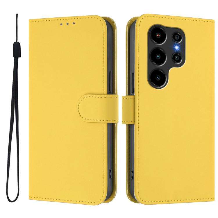 For Blackview Wave 10 Skin Feel Solid Color Leather Phone Case with Lanyard(Lemon Yellow)