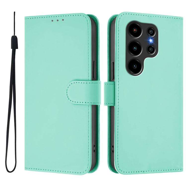 For Blackview Wave 10 Skin Feel Solid Color Leather Phone Case with Lanyard(Mint Green)