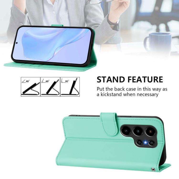 For Blackview Wave 10 Skin Feel Solid Color Leather Phone Case with Lanyard(Mint Green)