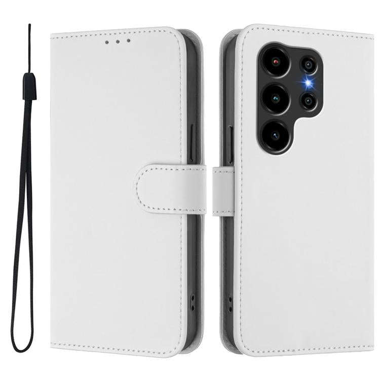 For Blackview Wave 10 Skin Feel Solid Color Leather Phone Case with Lanyard(White)