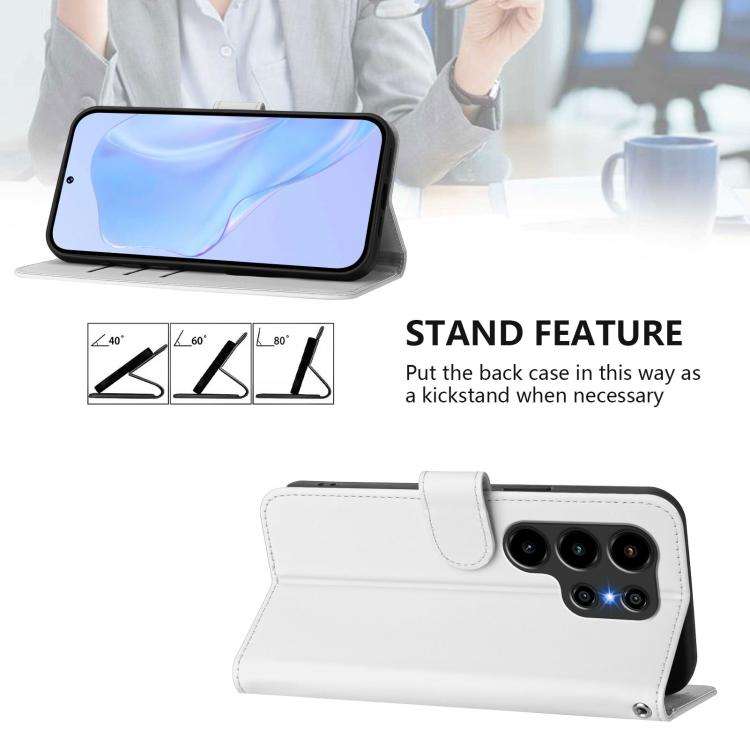 For Blackview Wave 10 Skin Feel Solid Color Leather Phone Case with Lanyard(White)