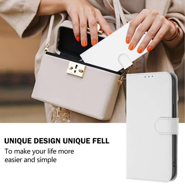 For Blackview Wave 10 Skin Feel Solid Color Leather Phone Case with Lanyard(White)