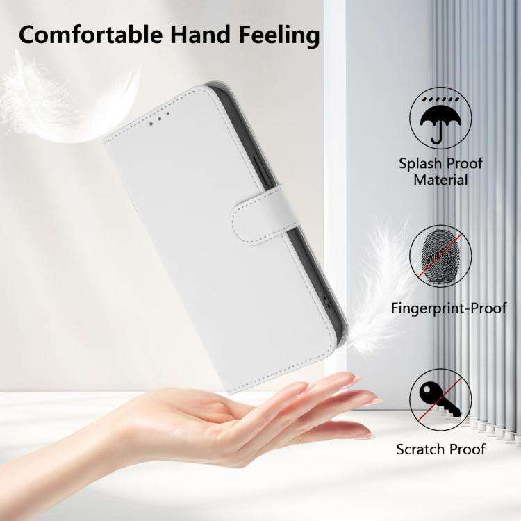 For Blackview Wave 10 Skin Feel Solid Color Leather Phone Case with Lanyard(White)