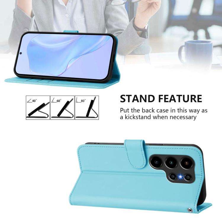 For Blackview Wave 10 Skin Feel Solid Color Leather Phone Case with Lanyard(Sky Blue)