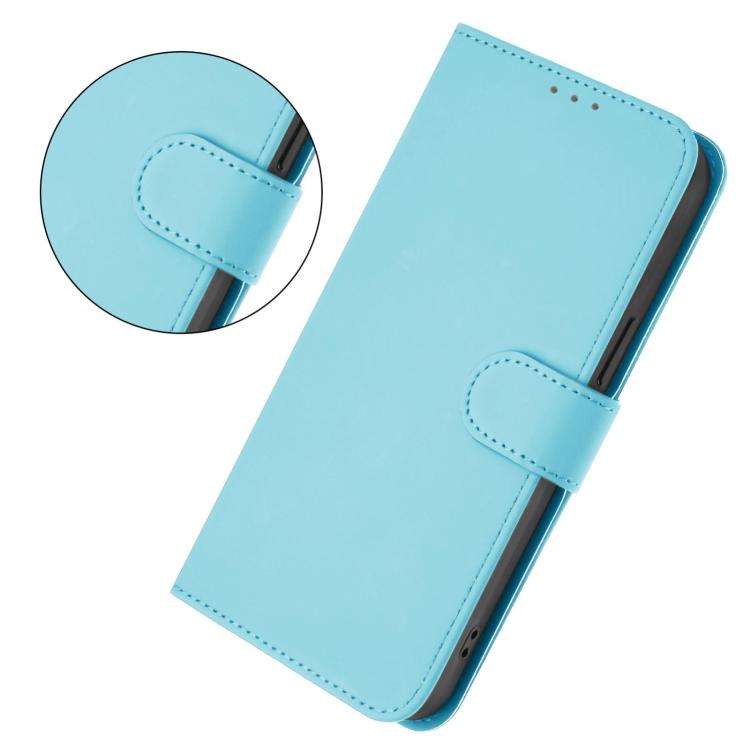 For Blackview Wave 10 Skin Feel Solid Color Leather Phone Case with Lanyard(Sky Blue)