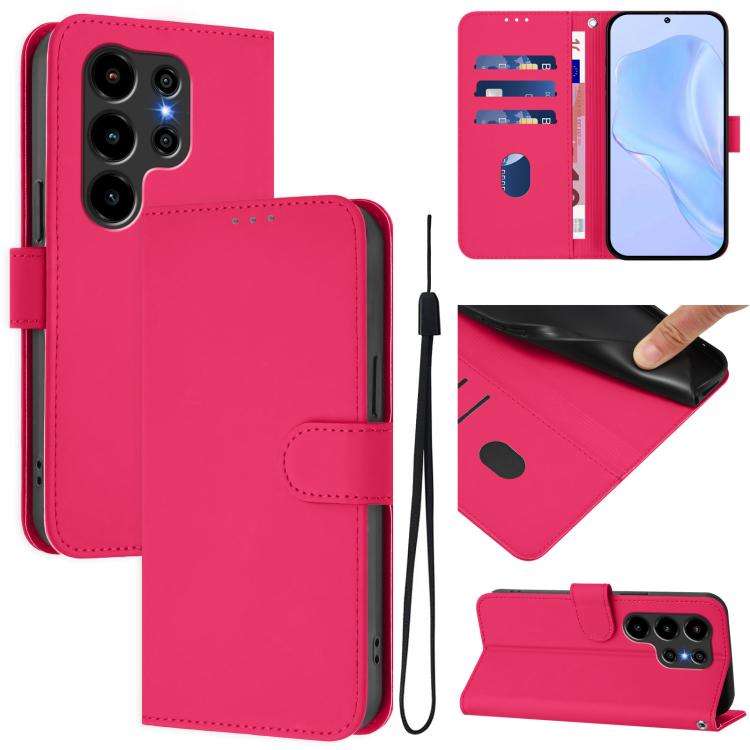 For Blackview Wave 10 Skin Feel Solid Color Leather Phone Case with Lanyard(Rose Red)