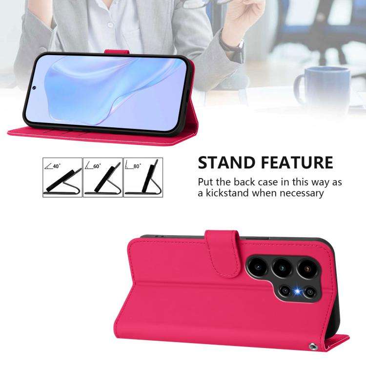 For Blackview Wave 10 Skin Feel Solid Color Leather Phone Case with Lanyard(Rose Red)