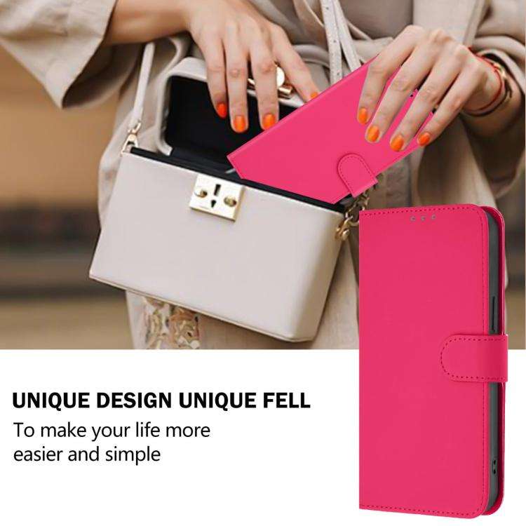 For Blackview Wave 10 Skin Feel Solid Color Leather Phone Case with Lanyard(Rose Red)