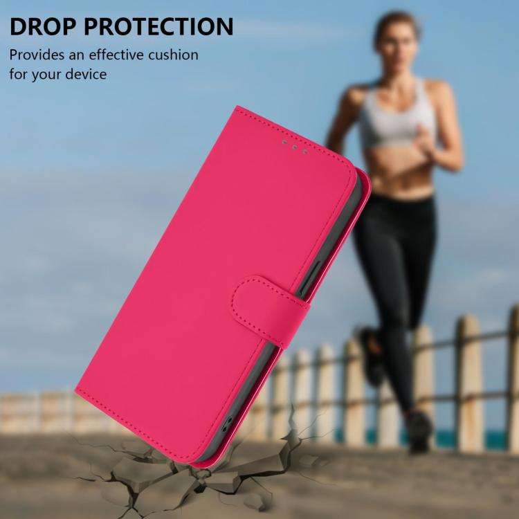 For Blackview Wave 10 Skin Feel Solid Color Leather Phone Case with Lanyard(Rose Red)