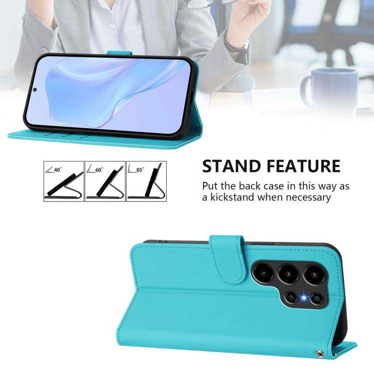 For Blackview Wave 10 Skin Feel Solid Color Leather Phone Case with Lanyard(Lake Blue)