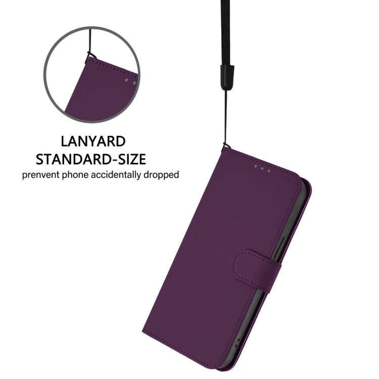For Blackview Wave 10 Skin Feel Solid Color Leather Phone Case with Lanyard(Violet)