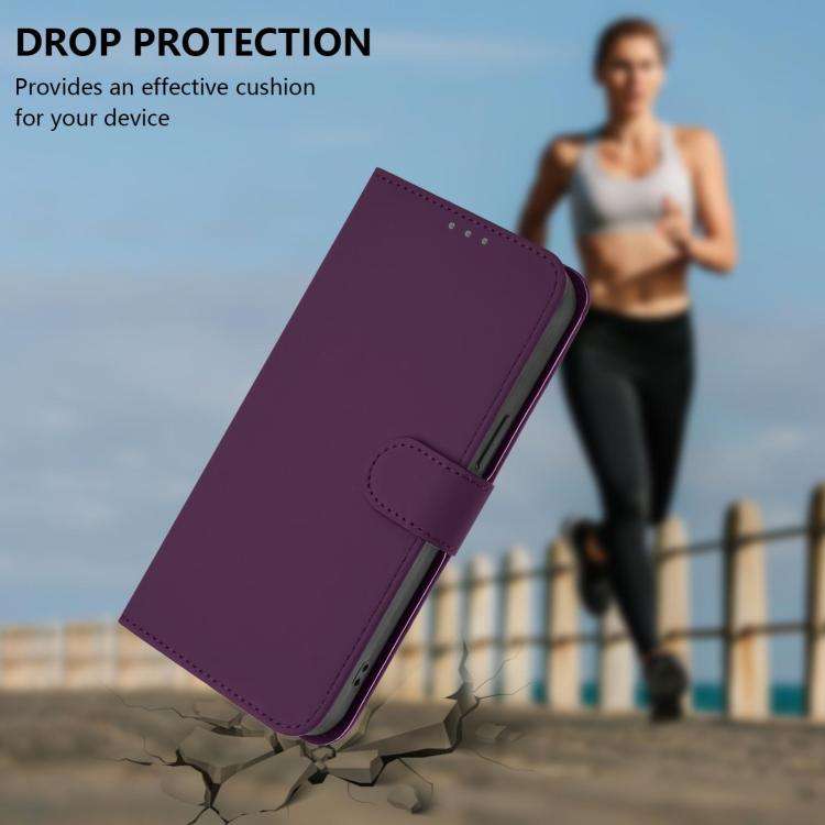 For Blackview Wave 10 Skin Feel Solid Color Leather Phone Case with Lanyard(Violet)