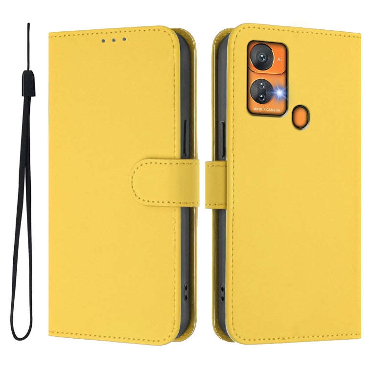For Oukitel C33 Skin Feel Solid Color Leather Phone Case with Lanyard(Lemon Yellow)
