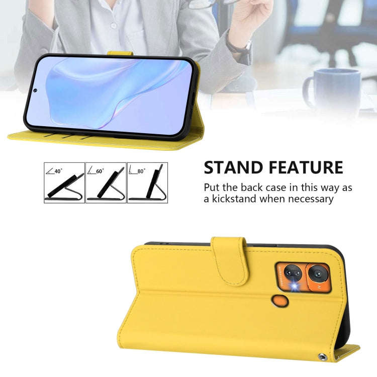 For Oukitel C33 Skin Feel Solid Color Leather Phone Case with Lanyard(Lemon Yellow)