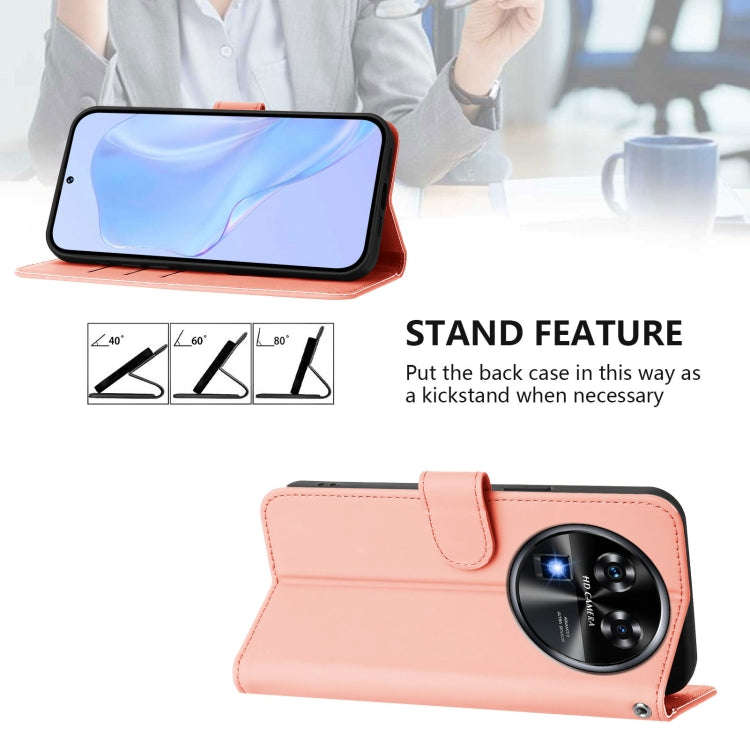 For Oukitel C37 Skin Feel Solid Color Leather Phone Case with Lanyard(Pink)