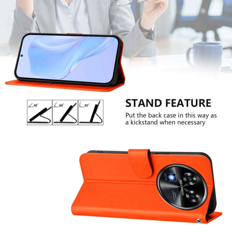 For Oukitel C37 Skin Feel Solid Color Leather Phone Case with Lanyard(Orange)