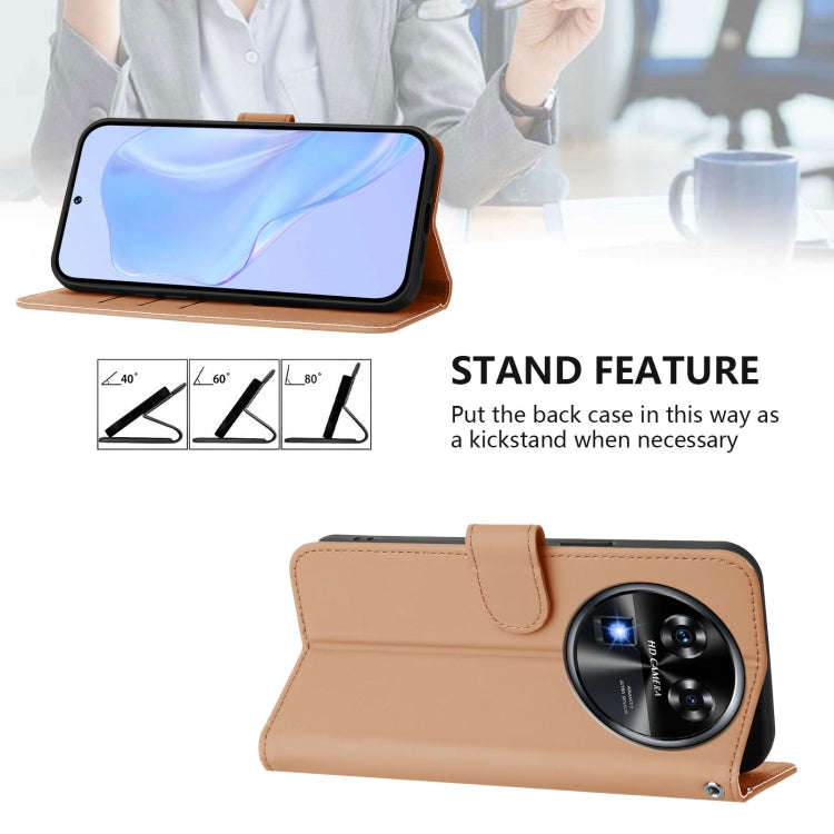 For Oukitel C37 Skin Feel Solid Color Leather Phone Case with Lanyard(Nude)