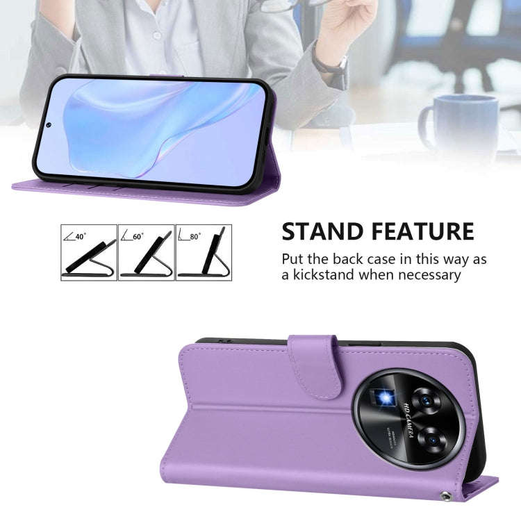 For Oukitel C37 Skin Feel Solid Color Leather Phone Case with Lanyard(Lavender Purple)