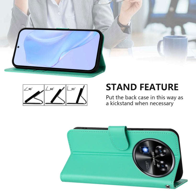 For Oukitel C37 Skin Feel Solid Color Leather Phone Case with Lanyard(Green)