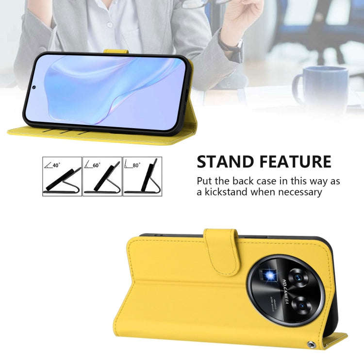 For Oukitel C37 Skin Feel Solid Color Leather Phone Case with Lanyard(Lemon Yellow)