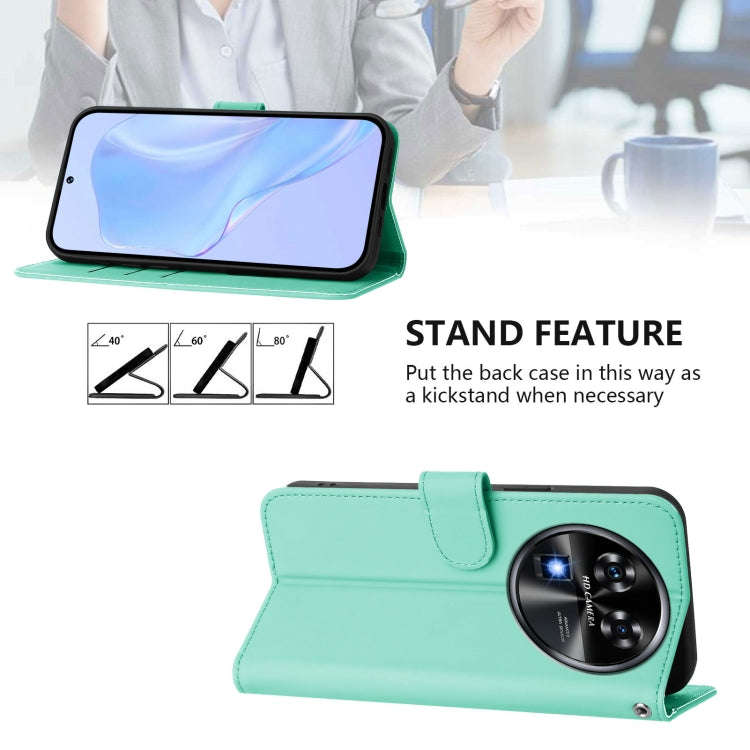 For Oukitel C37 Skin Feel Solid Color Leather Phone Case with Lanyard(Mint Green)