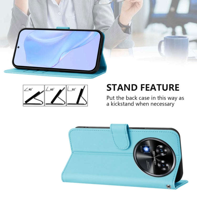 For Oukitel C37 Skin Feel Solid Color Leather Phone Case with Lanyard(Sky Blue)