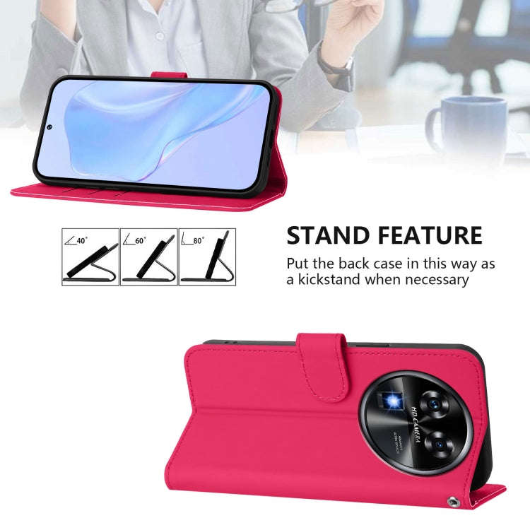 For Oukitel C37 Skin Feel Solid Color Leather Phone Case with Lanyard(Rose Red)