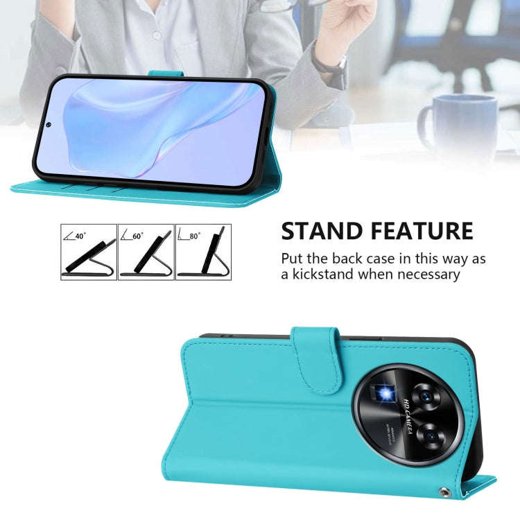 For Oukitel C37 Skin Feel Solid Color Leather Phone Case with Lanyard(Lake Blue)