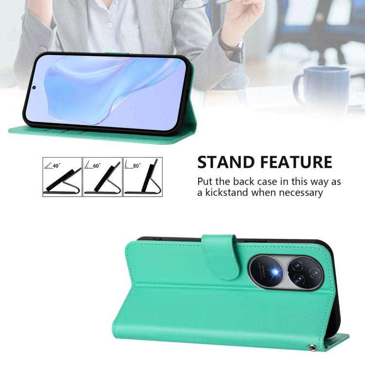 For Oukitel C38 Skin Feel Solid Color Leather Phone Case with Lanyard(Green)